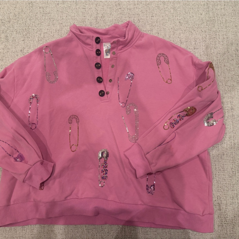 QUEEN OF SPARKLES Pink Sequin Sweater